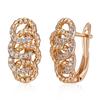 Kinel Flower Wreath Earrings For Women Rose Gold Color Shiny Zircon Vintage Jewelry