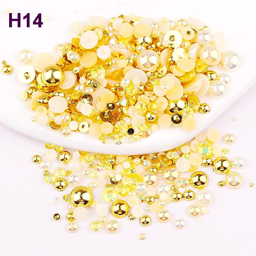 2mm-10mm Mixed Pearl & Resin AB Plated Half-Round ABS Imitation Pearl DIY Accessories