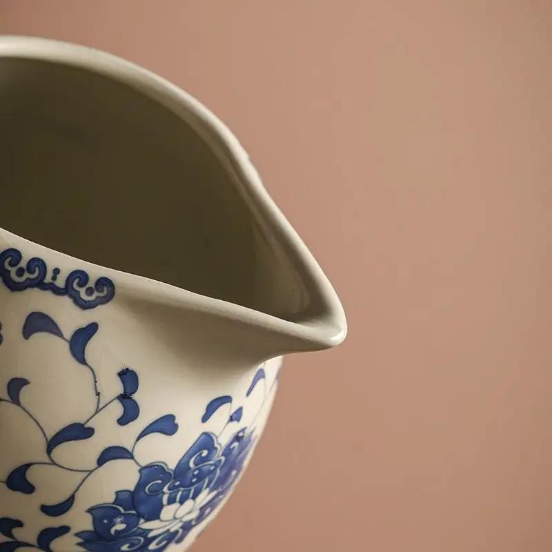 Kung Fu Tea Set 280ml Ru Kiln Blue and White Wrapped Lotus Beauty Club Cup Ceramic Tea Sea Household Single Tea Set