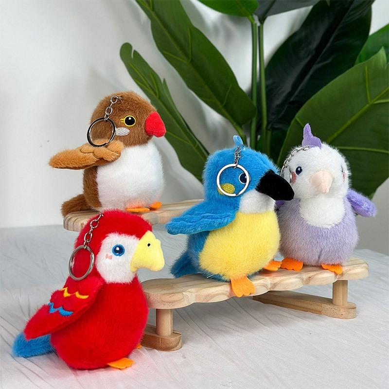 1pc Cute Lifelike Bird Plush Toy Soft Parrot Penguin Stuffed Plushies Keychain Simulation Animals Pendant Gift for Birthday