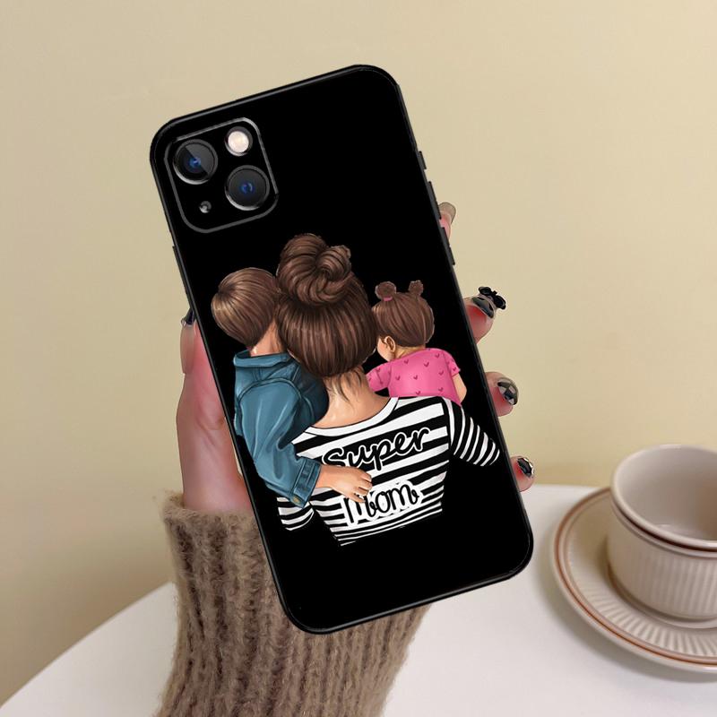 Super Dad Mom Baby Girl Twin Phone Case For iPhone 17 16 15 14 13 11 12 Pro Max Mini 15 16 Plus 16e 17 Air Cover Funda