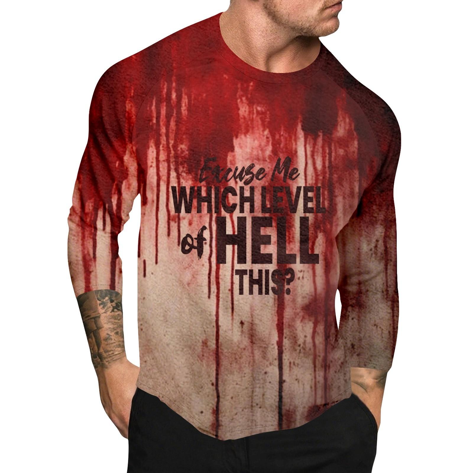 

Halloween Print Raglan Sleeve Men s Long Sleeve Top L винний