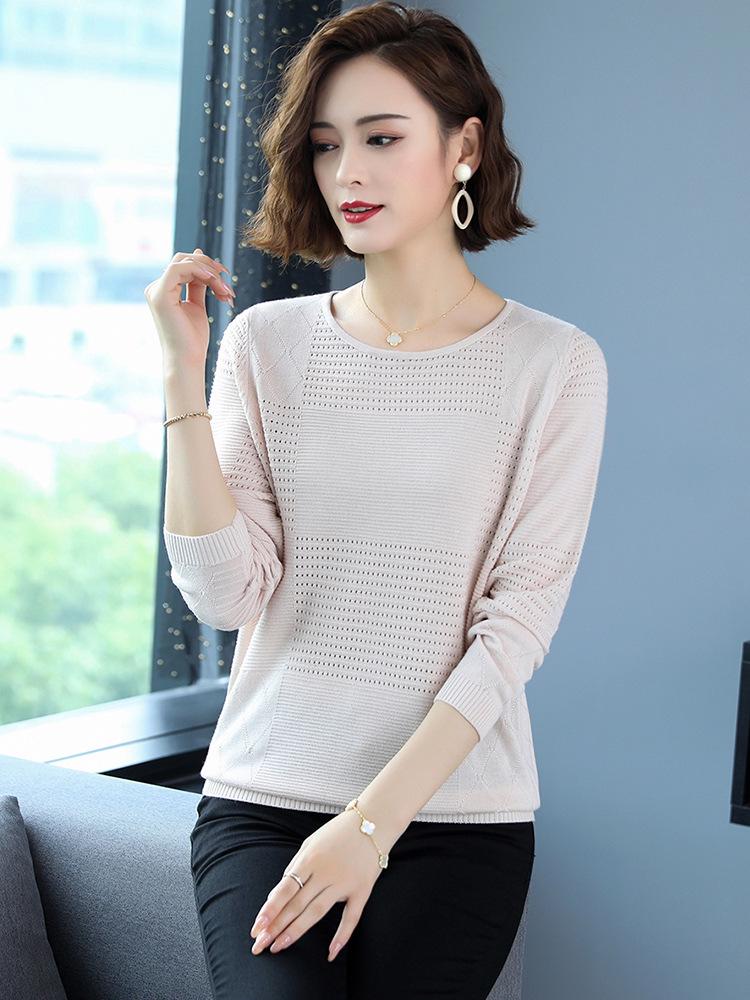 2024 Women's Lightweight Long-Sleeve Knitted Top - Perfect for Early Autumn