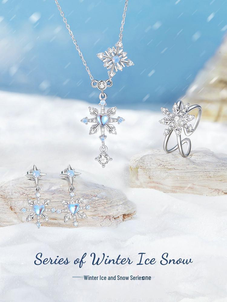 Everlee Exquisite Iridescent Snowflake Stud Earrings In S925 Sterling Silver - Holiday Jewelry for Women