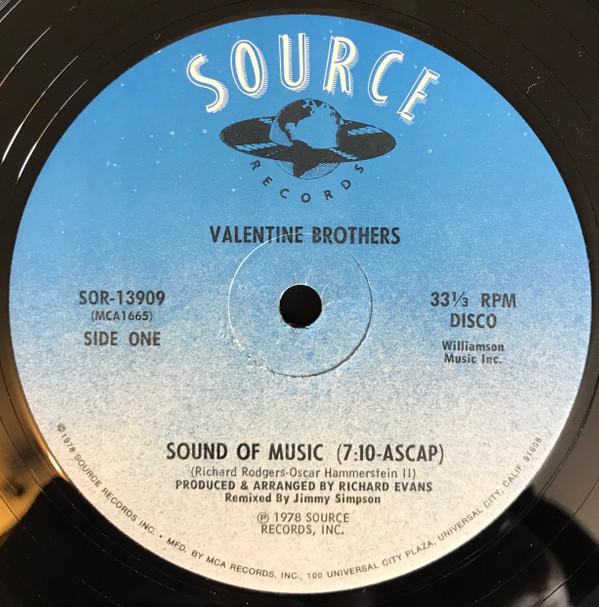 

12inch Record HVALENTINE BROTHERS Sound Of Music SOR13909 SOURCE 1978 US Dance Electronica Used