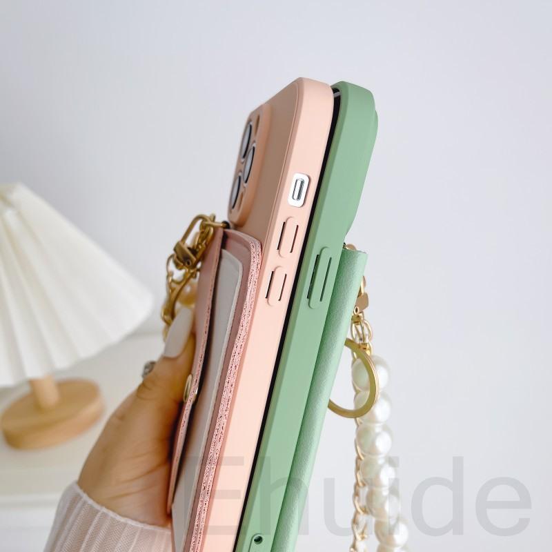 Pearl Bracelet Case for Samsung Galaxy A55 A53 A14 A54 A34 A35 A16 S24 Ultra S22 Plus S23 FE Leather Wallet Card Silicone Cover