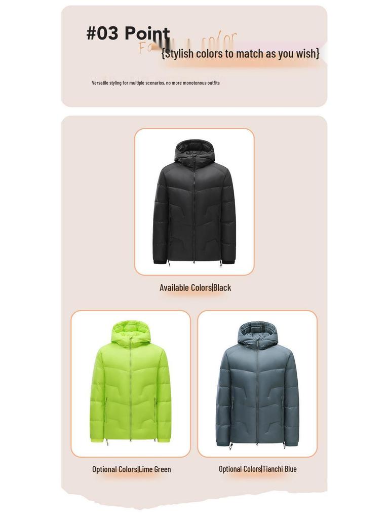 Men's Winter White Duck Down Jacket: Trendy, Thickened, Warm, Fashionable, Unisex