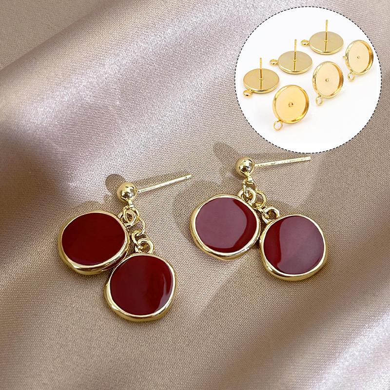 10 pièces/ensemble Base de montage Boucles d'oreilles Simplicité DIY Multicolore Monture de boucles d'oreilles Hypoallergénique Ensemble de base pour boucles d'oreilles DIY