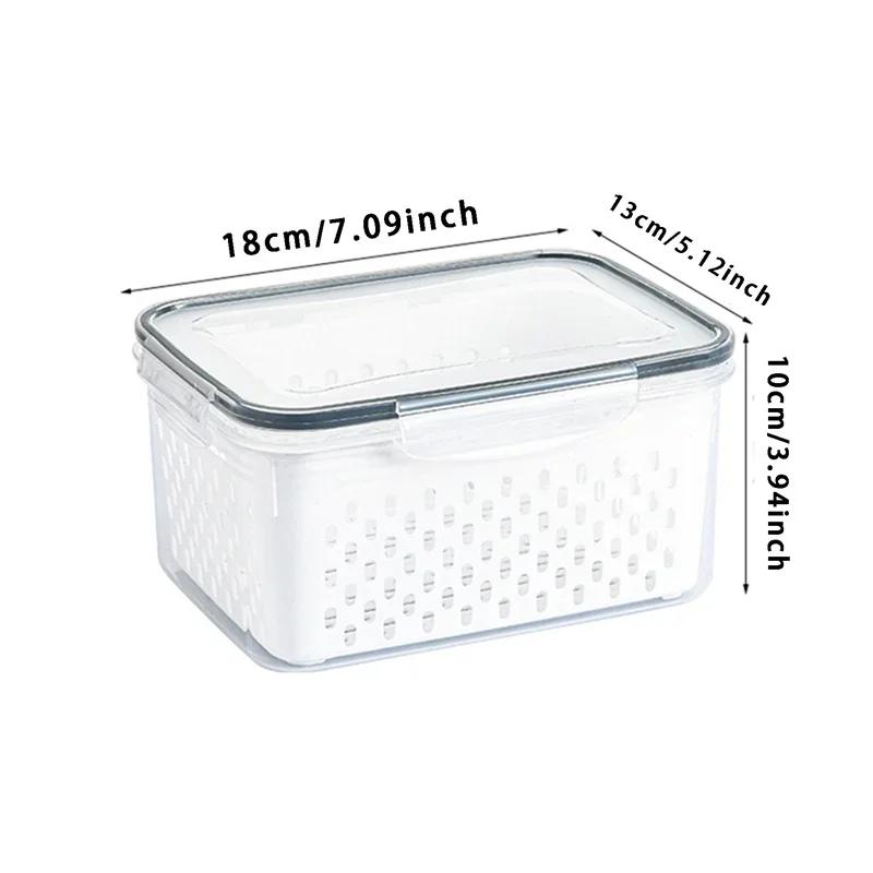 Refrigerator Storage Box Fridge Organizer Fresh Vegetable Fruit Boxes Drain Basket Storage Containers Pantry Kitchen Organizer