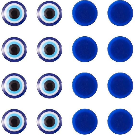 Pandahall 60Pcs Evil Eye Glass Cabochons - 12mm Half Round Flatback Dome Lucky Eye Cameo Gem Cover Beads for Pendant Props Photo Jewelry Making