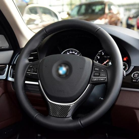 Interior Steering Wheel Cover Carbon Fiber Decal Trim For BMW 5 Series 2011-2016