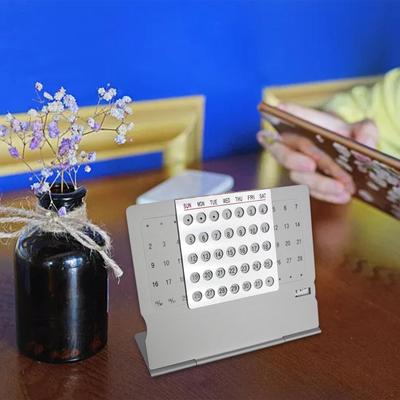 Reusable Desk Calendar Free Standing Business Supplies Monthly Planner Metal Perpetual for