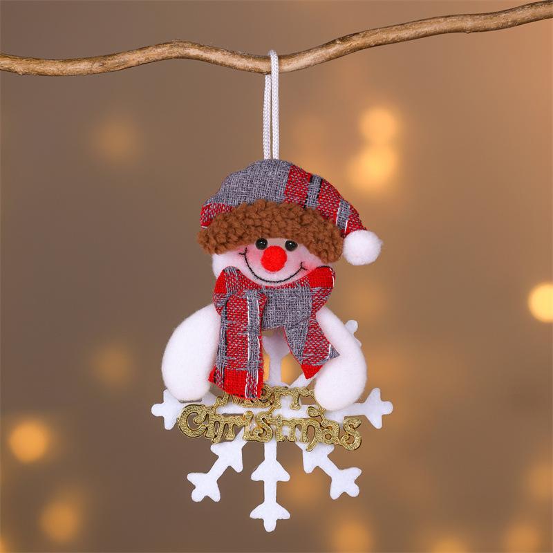 Christmas Themed Decorations Ornaments Fabric Santa Claus Reindeer Figurines Little Bear Snowman Hanging Decorations Pendant