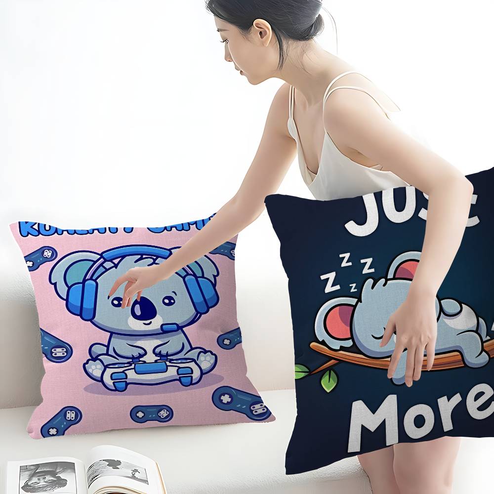 Cute Cartoon Koala Cushion Cover Inches Farmhouse Decor Home Throw Pillow Covers for Couch Decorations