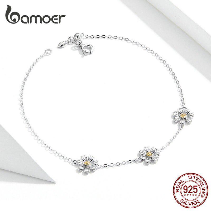 

Bamoer Лидер продаж браслет с цветком ромашки для женщин стерлингового серебра 925 пробы свадебные оригинальные браслеты для влюбленных Bracelet