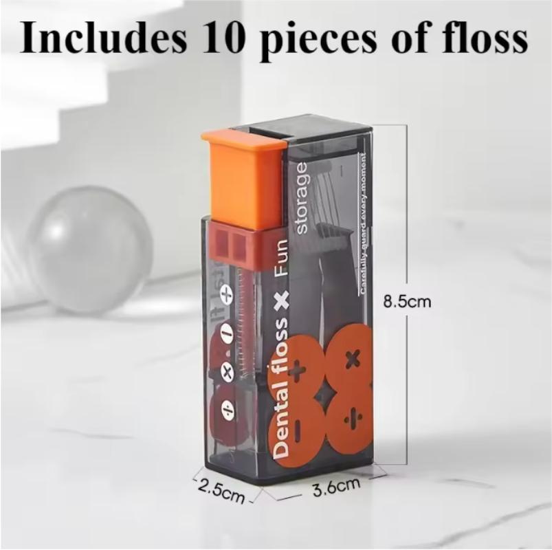 Portable dental floss automatic pop-up storage, capable of carrying disposable dental floss sticks, containing 10 dental floss
