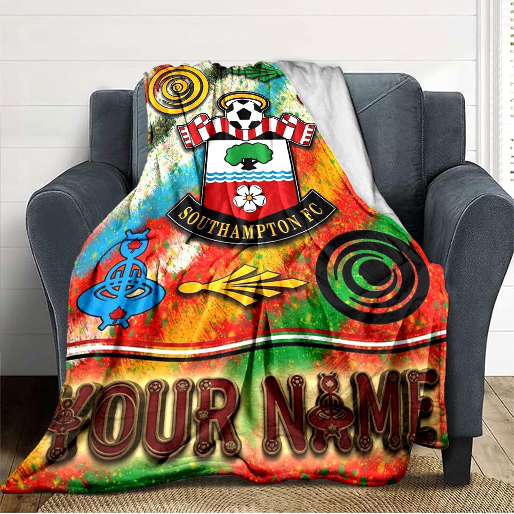 Name Custom Southampton Fc Print Flannel Blanket High Quality Warm Comfortable Cover for All Seasons Perfect for Gifts Home Decor