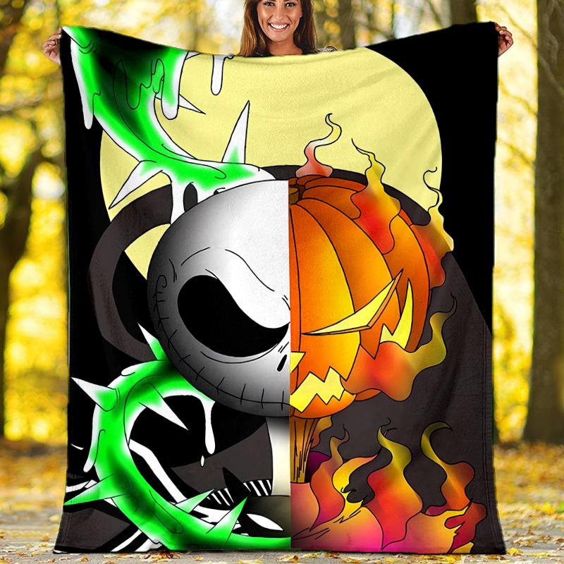 The Nightmare Before Christmas Theme Printed Blanket - Perfect for Couch, Bed, Travel & Outdoor Use | Machine Washable, Cozy & Durable.