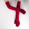 Elegant Ladies' Spring Autumn Velvet Long Gloves Full Finger Opera Party Wedding Bridal Etiquette Solid Color Gloves
