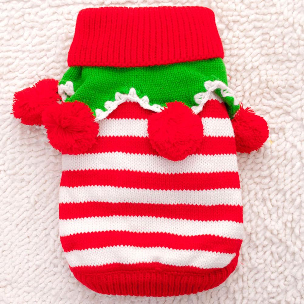 

Pet Cat Clothing Dog Sweater Christmas Thick Soft Material Costume Gift Fashion White Red,XS (Body Length 18cm)