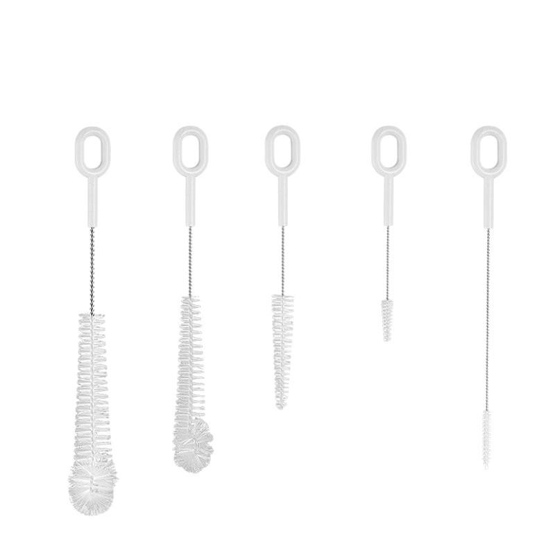 5-in-1 Multi-functional Cleaning Brush Set: Long Handle, Straw, Baby Bottle, Lid Groove & Cup Brush