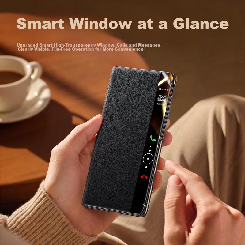 First Layer Genuine Leather Huawei Mate X5 Case Smart Flip Leather Case Foldable Screen Full Coverage Shockproof Ultra-Thin X3 Unisex