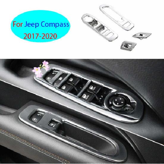 Для Jeep Compass 2017-2020 Хромированная накладка на рамку переключателя стеклоподъемника, 4 шт.