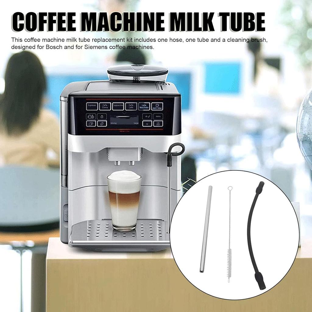 Coffee Machine Replacement Tubes: Includes Silicone Milk Tube, Stainless Steel Milk Tube, Compatible with , Coffee Maker Milk Foam Straw with