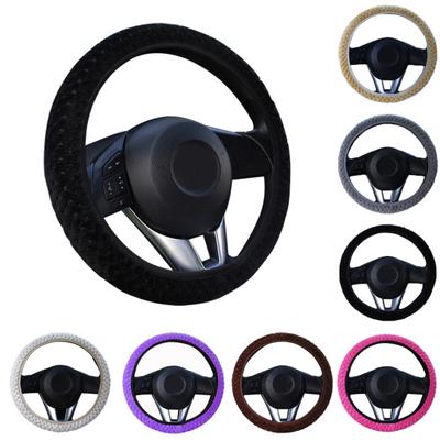 Stylový zimní zateplený plyšový protiskluzový ochranný potah na volant pro auto