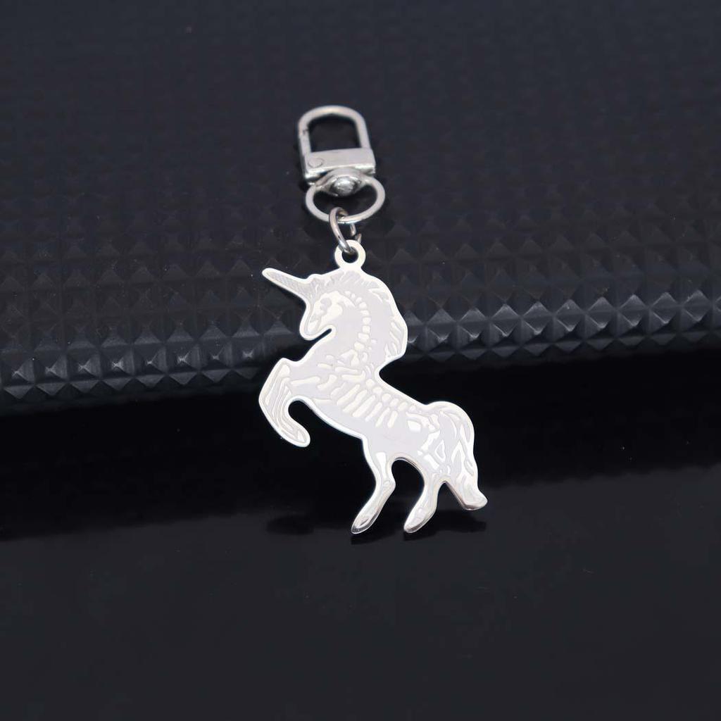 New Fashion Stainless Steel Pony Pendant Couple Keychain - Cute Animal Charm