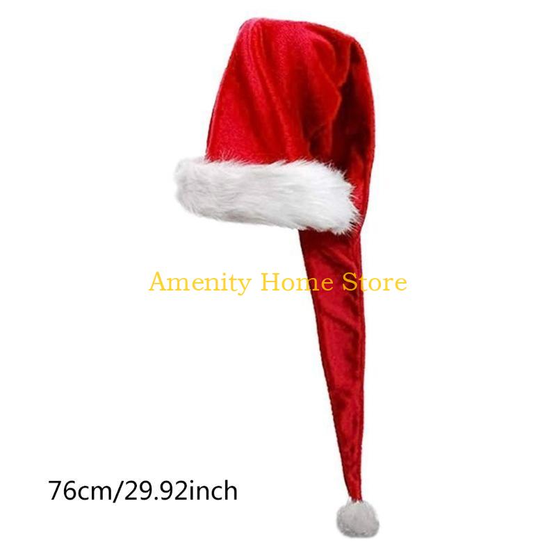 F26C Creative Long Christmas Hat Plush Santa Cap New Year Christmas Party D