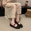 2025 square head spring summer evening shoes heightened breathable gentle women's shoes French mesh Mary Jane single shoes new