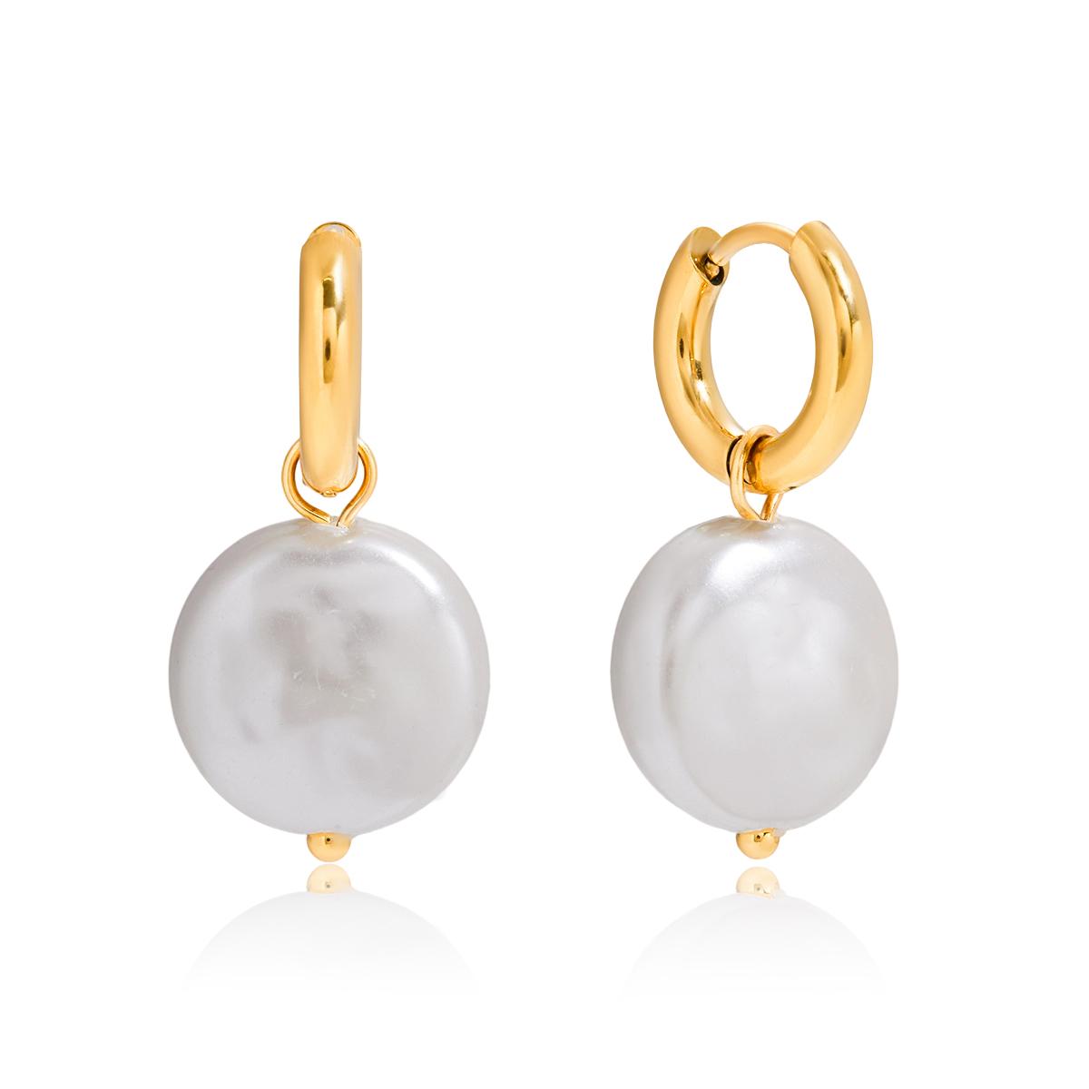 

Yori New Glass Pearl Dangle Earrings 18 K PVD Plated Stainless Steel Ocean Style Charm Jewelry Waterproof Gift