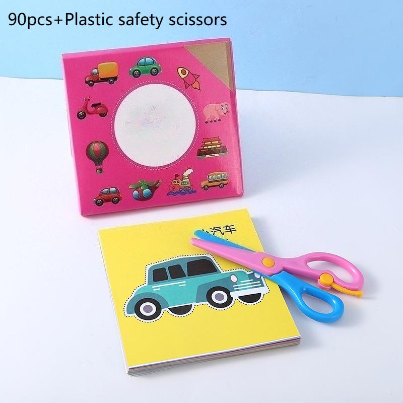 Safety Scissors For Toddler, Kids, Children - Plastic, Dual-Color Preschool Training Scissors, Paper Cutting(90 Pcs) Set For Paper Craft Supplies