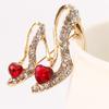 Women Fashion Vintage Creative Crystal Shoes Shape Diamond Alloy Brooch Pin Clothes Decoration Accessories Garment Accessories