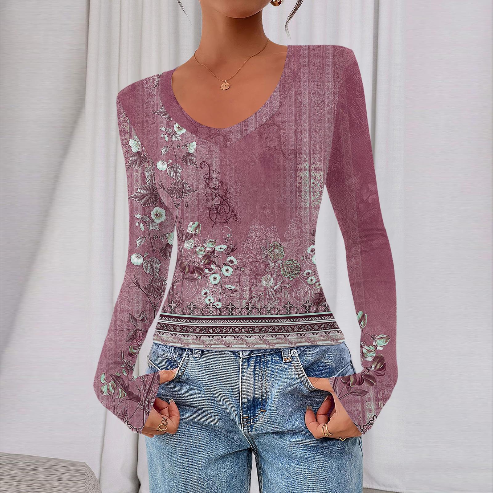 

Женский повседневный модный топ с глубоким V-образным вырезом, облегающий, укороченный, с ретро-принтом для прогулок XL фиолетовый