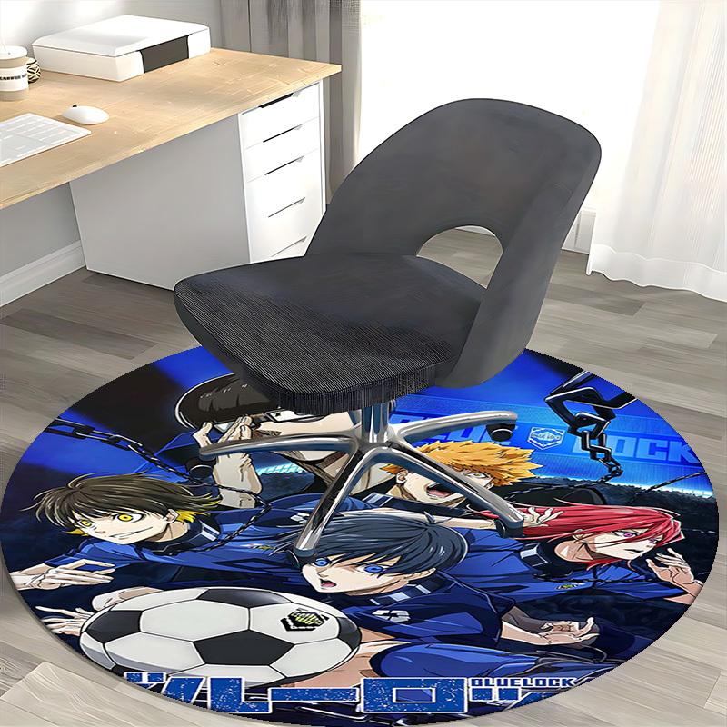 

1pc Blue Lock Anime Design Round Carpet - Office Chair Mat, Non-Slip Rug for Home Decor, Living Room, Bedroom, Game Room, Birthday Gift, All Seasons U 80cm by 80cm