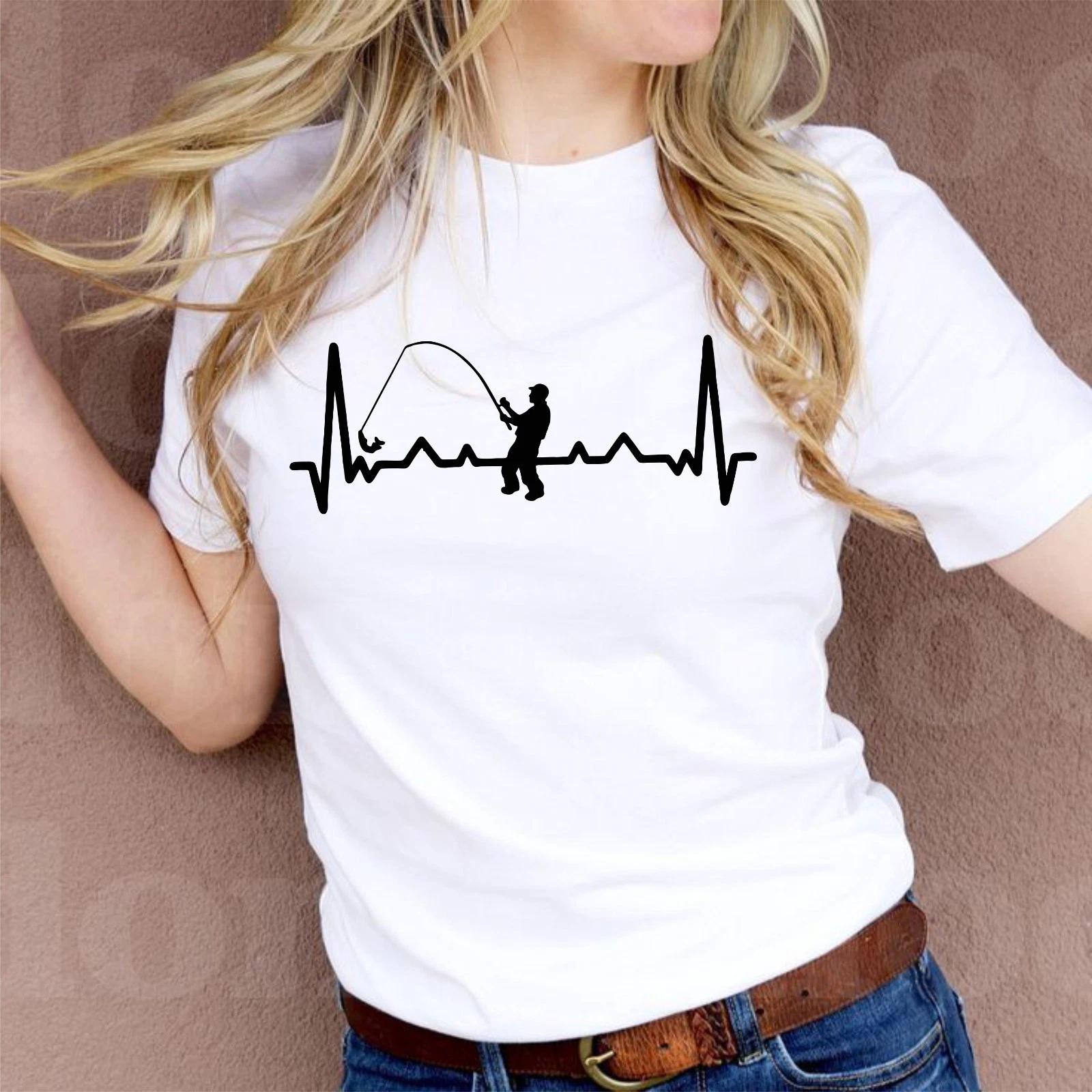 Fishing Heart Beat Pulse T-Shirt, Cool Fisherman Shirt, Unique Fishing Tee Top XL