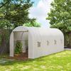 Tunnel Greenhouse 500x200x205 cm Garden Greenhouse with Roll-Up Door and 8 Windows PE Cover 140 g/m² White