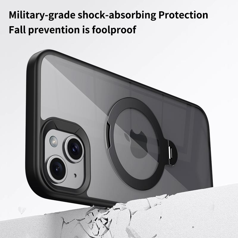 For iPhone 15 Case Compatible with MagSafe TPU+Acrylic Kickstand Clear Phone Cover