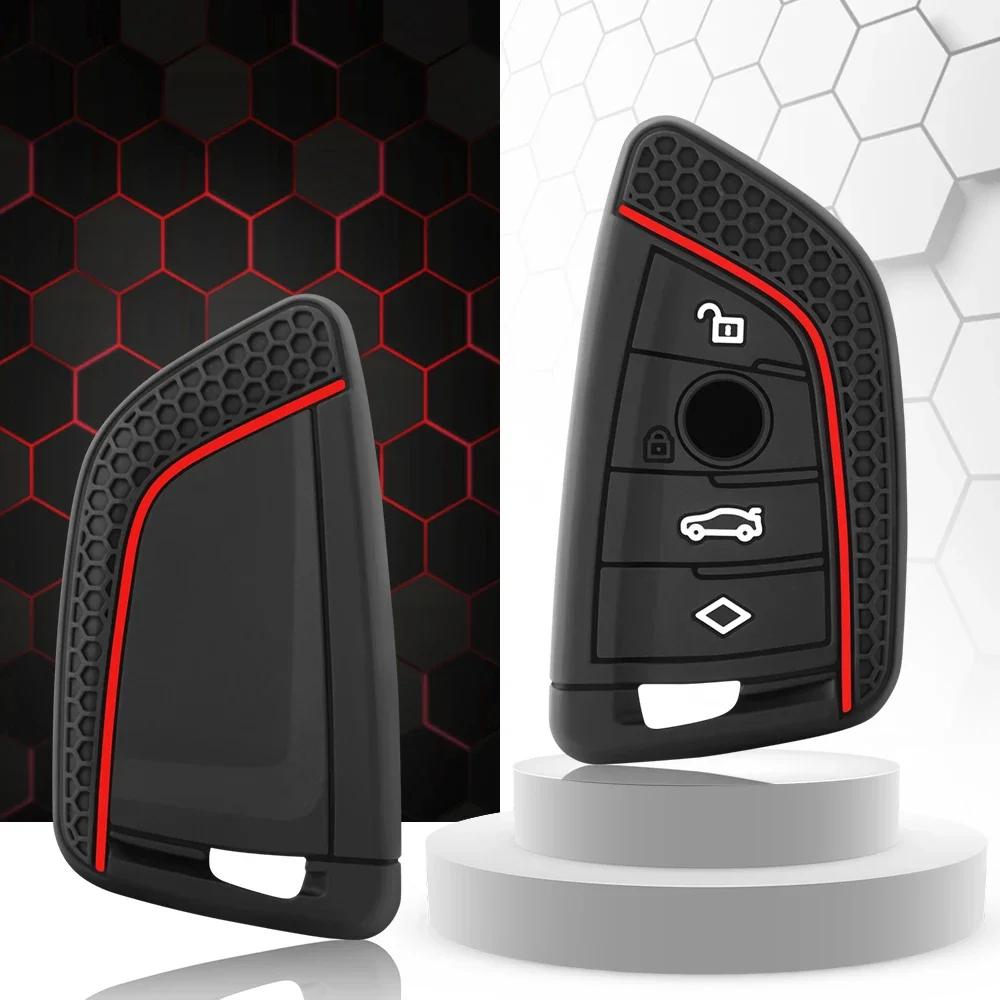 Silicone Car Remote Key Case Cover Shell for BMW X1 X3 X5 X6 X7 1 3 5 6 7 Series G20 G30 G11 F15 F16 G01 G02 F48 Car Accessories