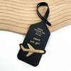Double-sided thickened pu leather luggage tag bronzing aircraft hot-pressed paper delivery card leather luggage tag boarding pass