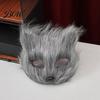 Soft Texture Fox Mask Long Fur White Half Face Mask, Halloween Masquerade Cosplay Adjustable Party Elegant Fairy for Ancient Style Photoshoot
