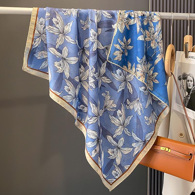 

Литературный и уменьшающий старение двусторонний шарф с принтом и шарфом для защиты головы для женщин весна-осень и лето новый профессиональный шарф с защитой от солнца 90*90cm