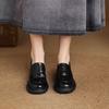 Krazing Pot Sheepskin Autumn Winter Shoes Slip on Chunky Heels Oxford Shoes Size 43 Round Toe Deep Mouth Waterproof Pumps