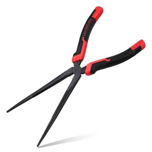 

LEONTOOL Long Nose Pliers, Extra Long Needle Nose Pliers, Straight, Non-Slip, Serrated, Mechanic Pliers, 135mm Tip Length, For Gripping, Bending, Clam