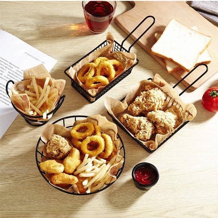 French Fries Basket Snack Bucket Chip Fried Chicken Storage Basket Food Frying Basket Oil Strainer Creative Tableware Container