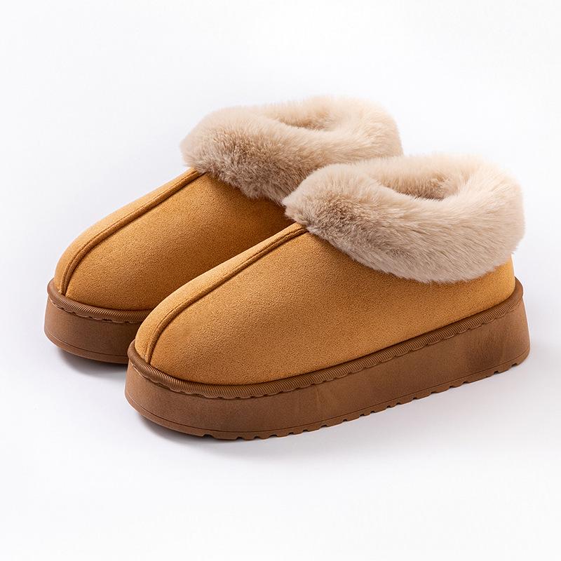 Women's High-Top Cotton Slippers, Winter Non-Slip Indoor/Outdoor, Thick Plush, Full-Wrap, Casual Warm Shoes