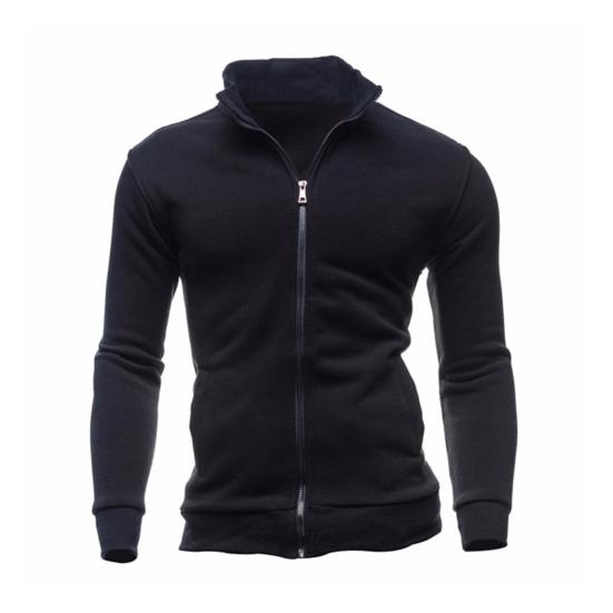

Шикарная мужская однотонная куртка с воротником-стойкой, длинными рукавами и застежкой-молнией, повседневная L чёрный