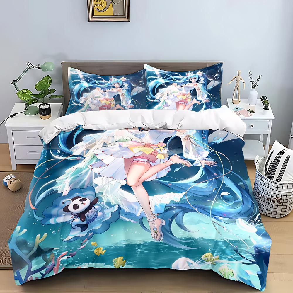 Hatsune Miku Anime Duvet Cover Pillowcase Bedding Set Adult Boy Girl Bedroom Decoration Children Gift Single Double Large Size